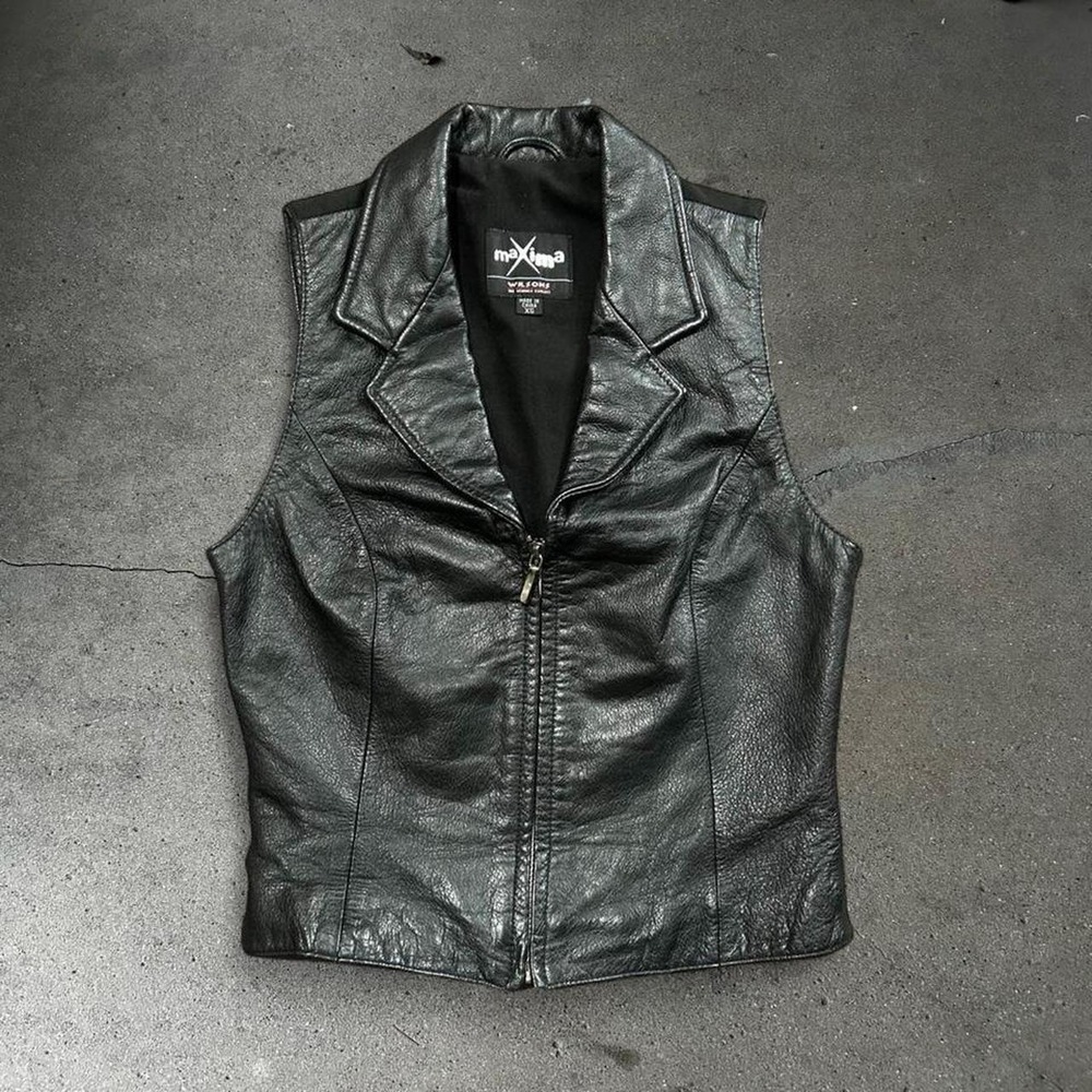 Vintage women's Wilson's Leather Maxima black leather biker vest Size XS